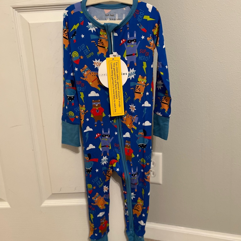 Little Sleepies Blue Sleepy Superhero 2T Zippy